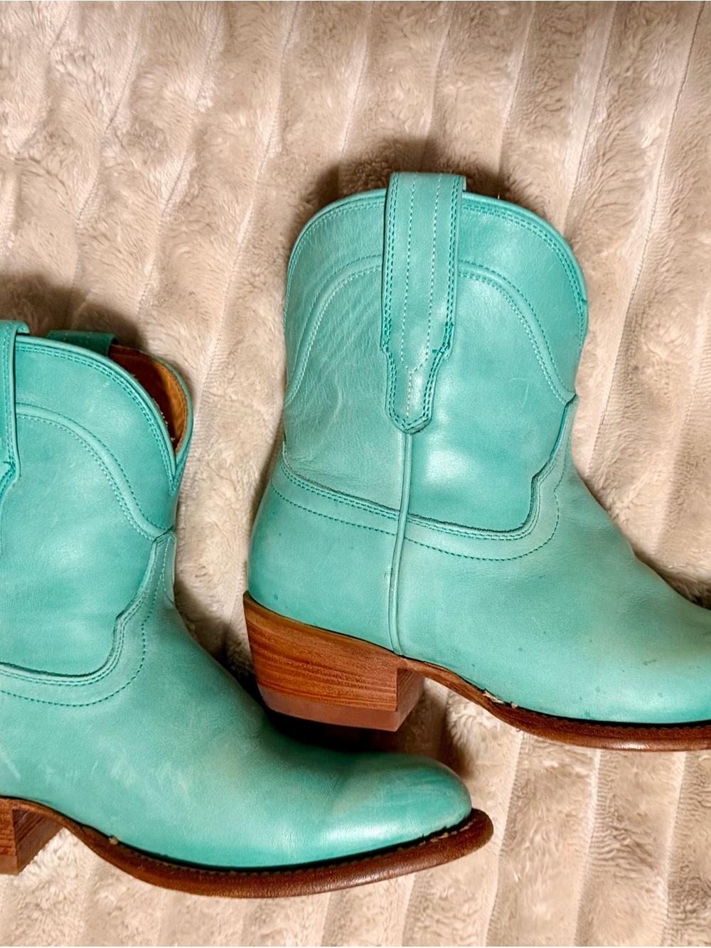 RARE Tecovas The Penny Turquoise Leather Western Boots Discontinued 6.5 - Picture 3 of 8